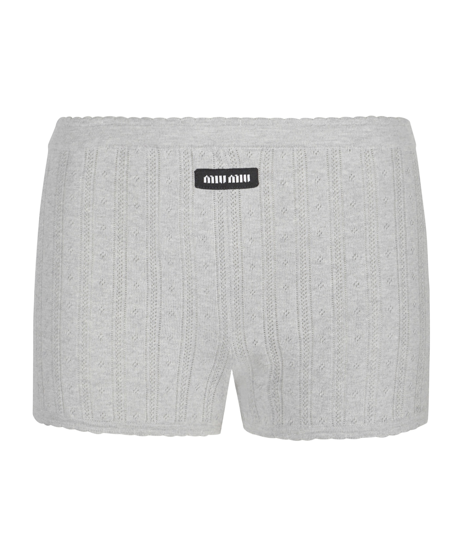 Miu Miu Logo Shorts In Gray