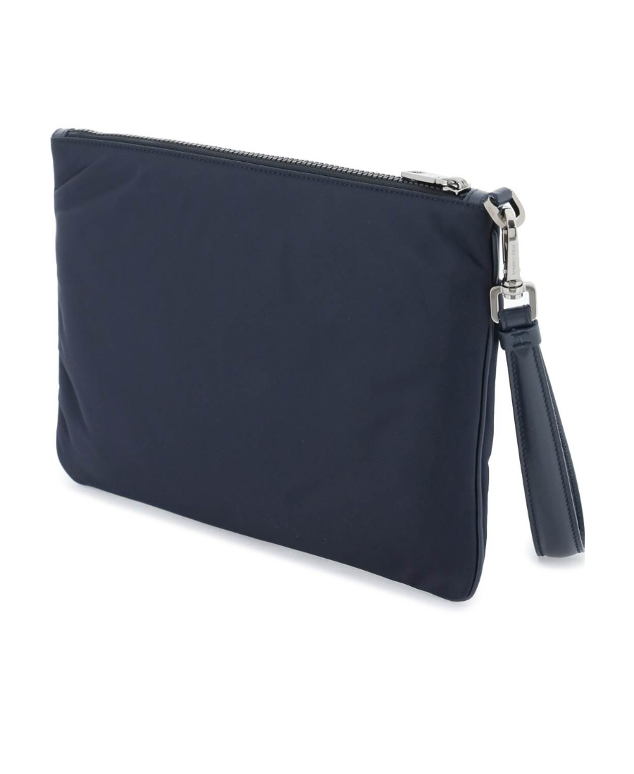 Dolce & Gabbana Nylon Pouch With Rubberized Logo Men In Black