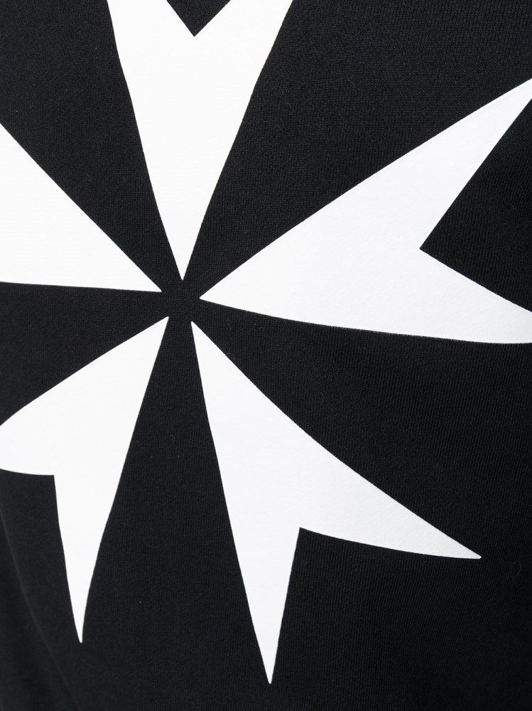 Neil Barrett Maltese Cross Printed Cotton Hoodie In Black