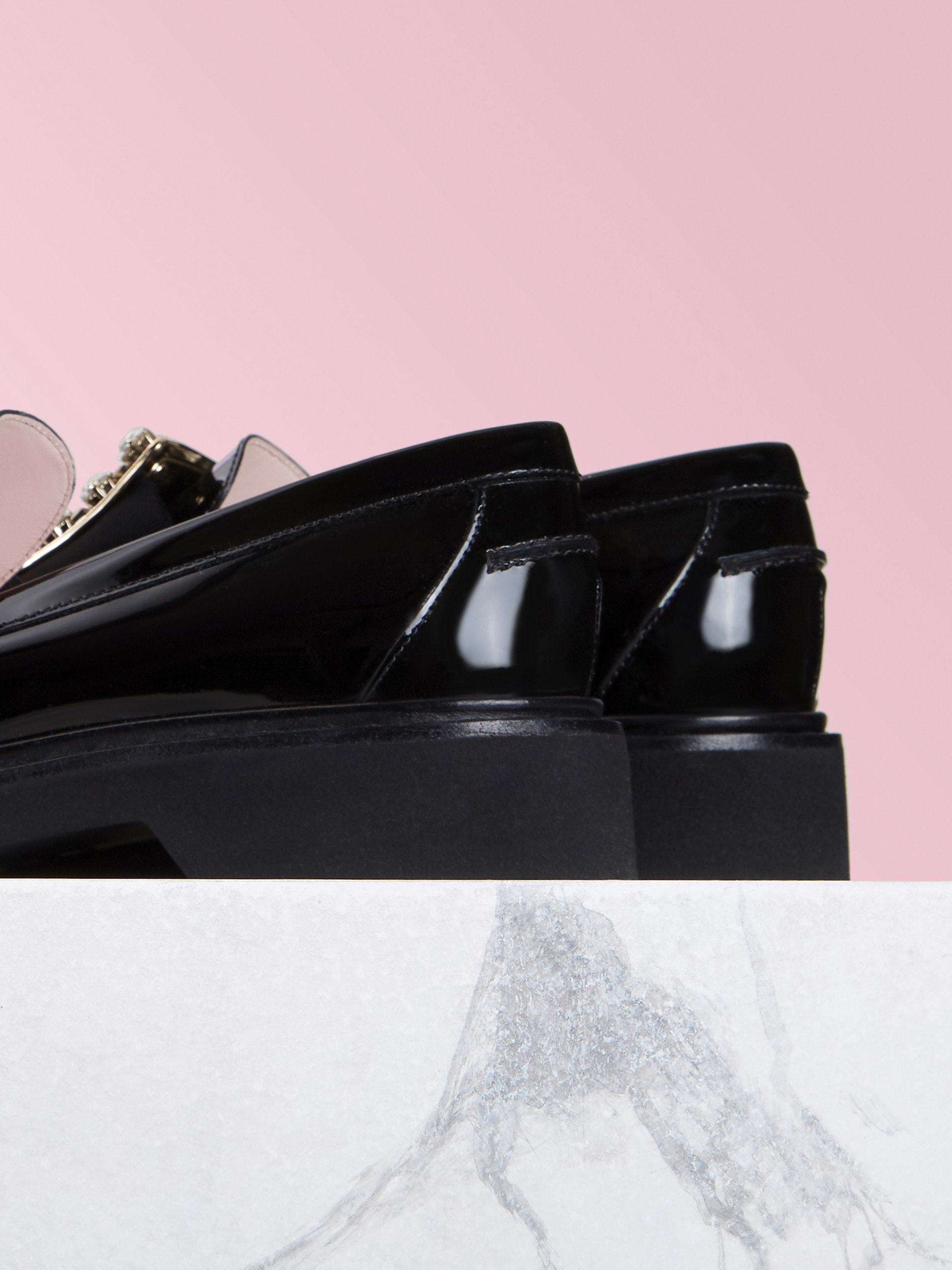 Shop Roger Vivier Crystal-embellished Patent Leather Loafers In Black