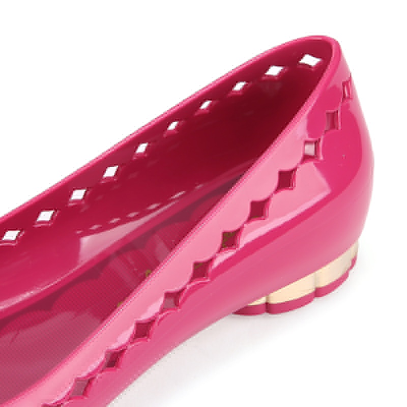 Ferragamo Jelly Series Bow-tie Decorative Flat Shoes In Pink