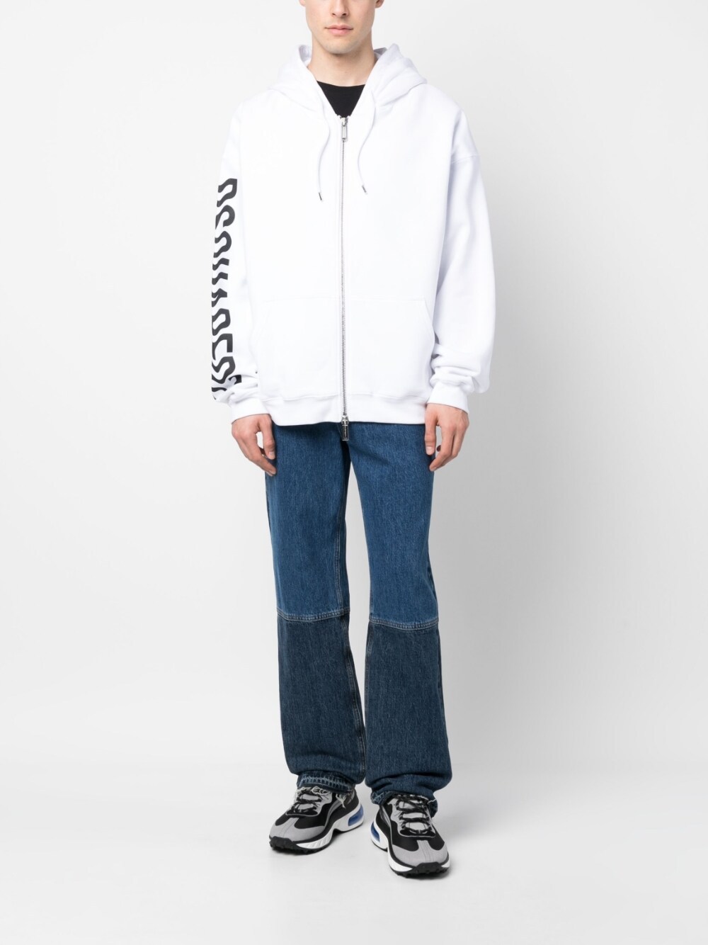 Dsquared2 Logo Print Zip-up Hoodie In White