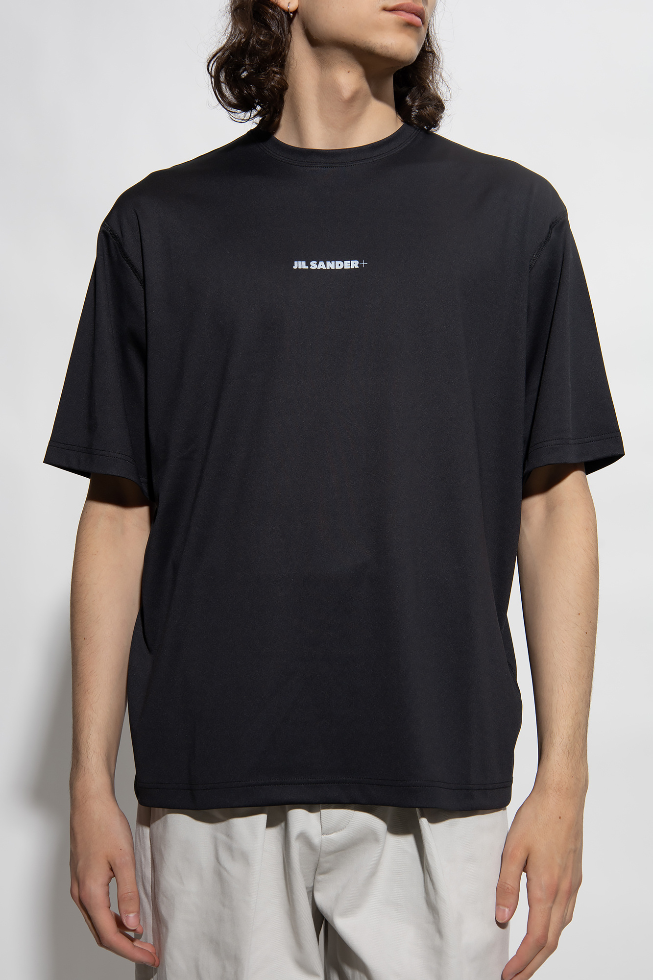 Jil Sander Technical Fabric Crew-neck T-shirt In Black