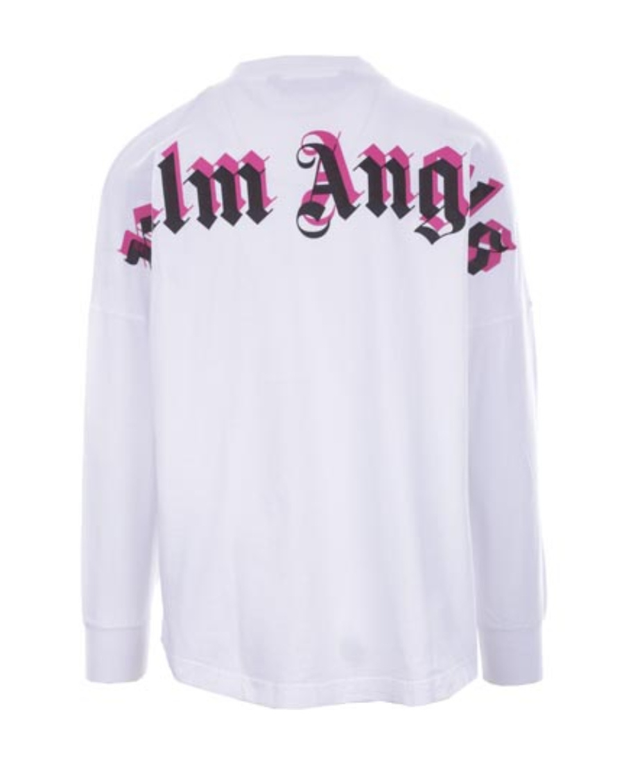Palm Angels Double Logo-print Long-sleeve T-shirt In White