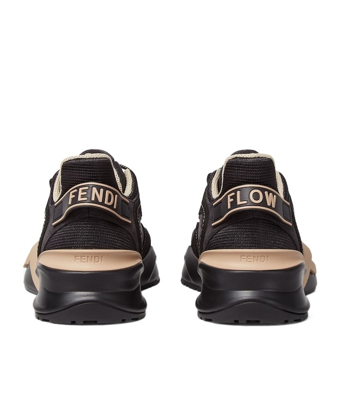 Fendi Flow Black Mesh And Suede Low Tops In Black