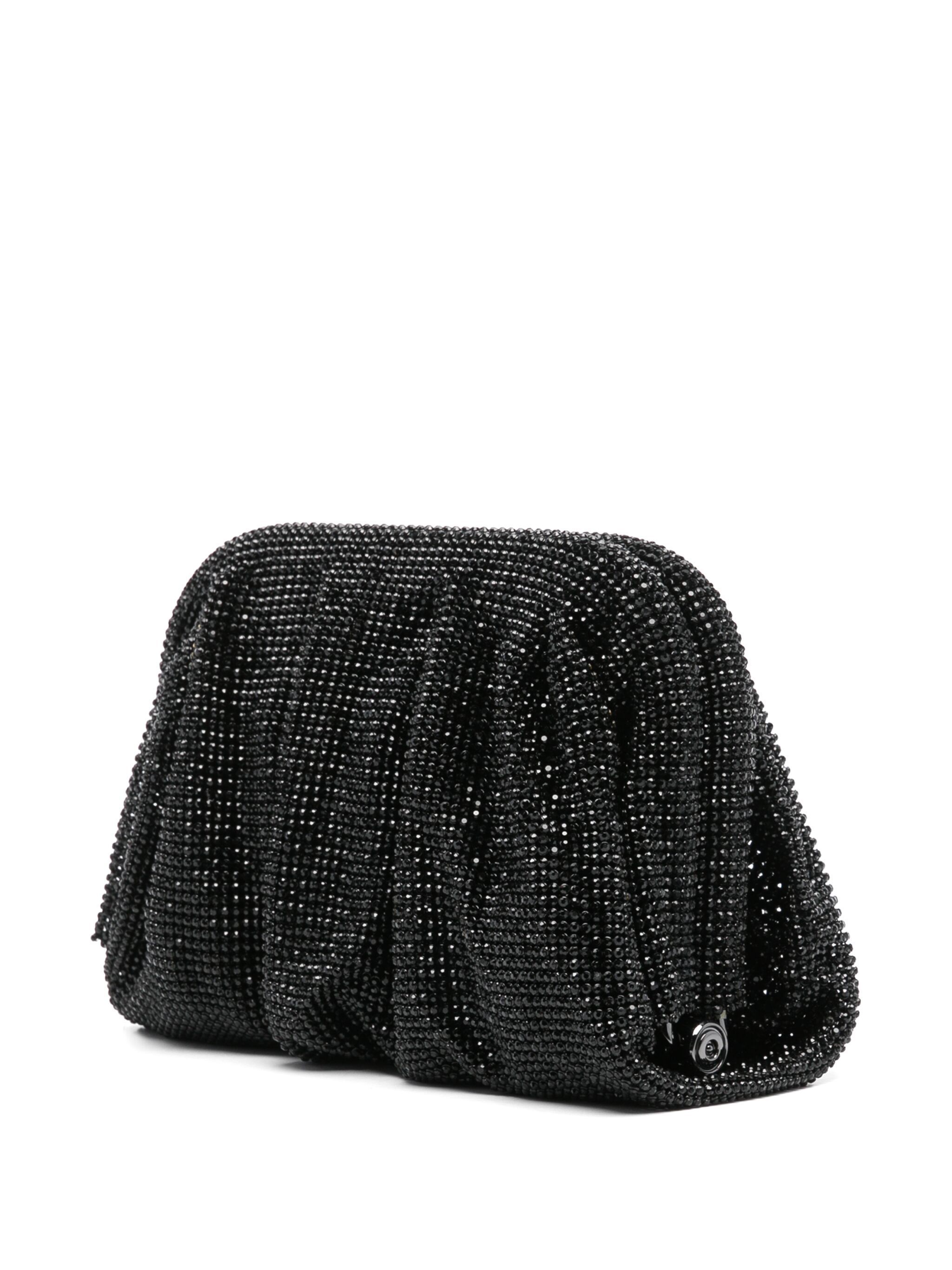Benedetta Bruzziches Rhinestone And Satin Venus La Petite James Bond Pochette In Black