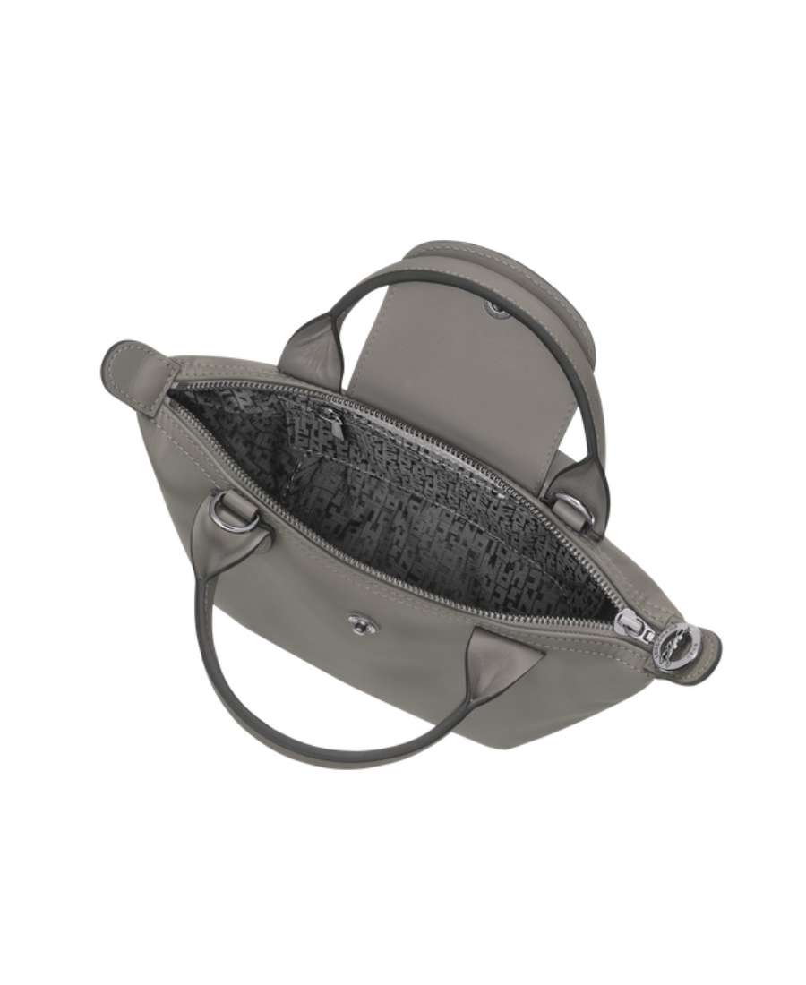 Longchamp Le Pliage Xs Leather Short Handle Handbag In Gray