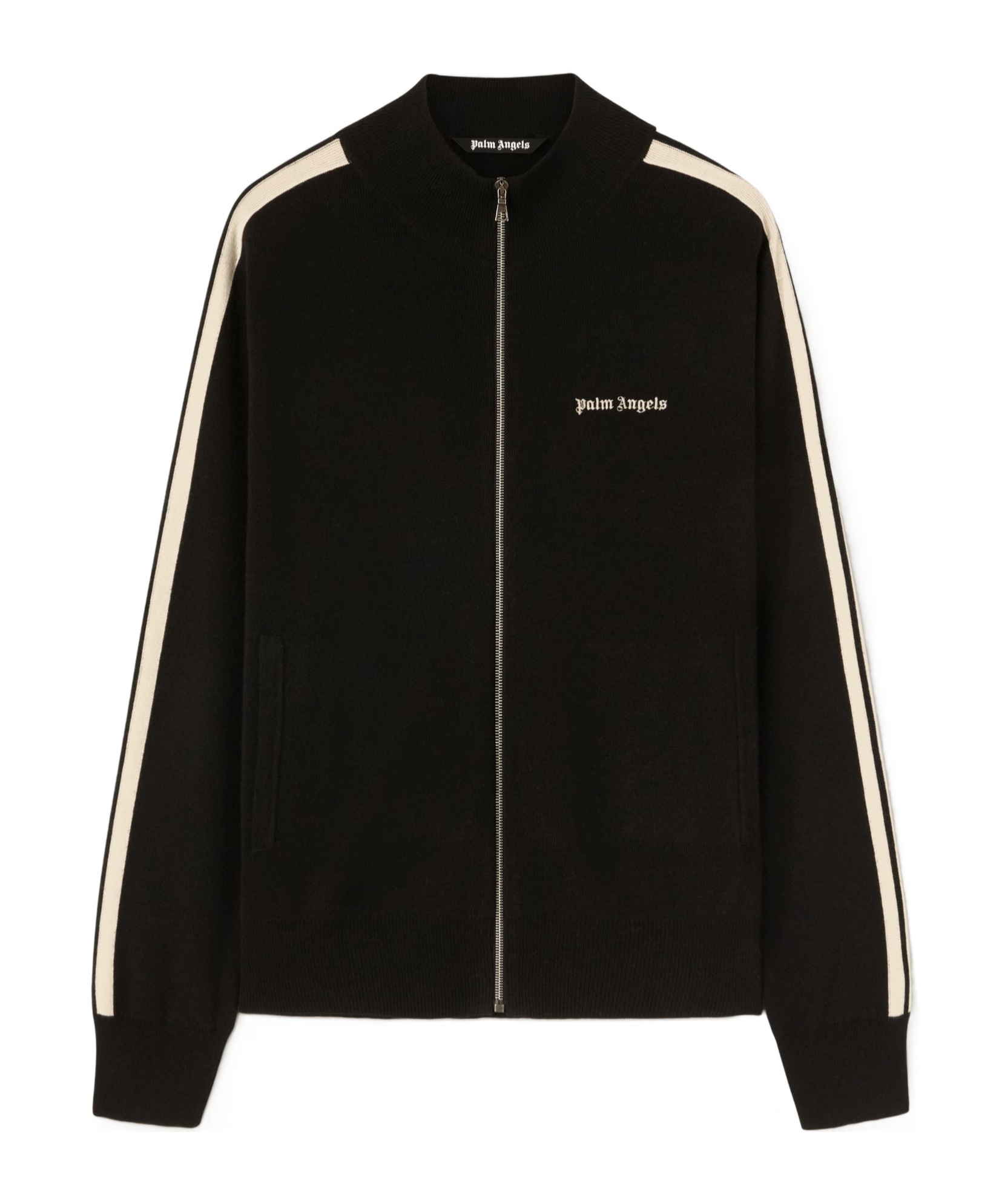 Shop Palm Angels Logo Embroidered Zip-up Jacket In Black