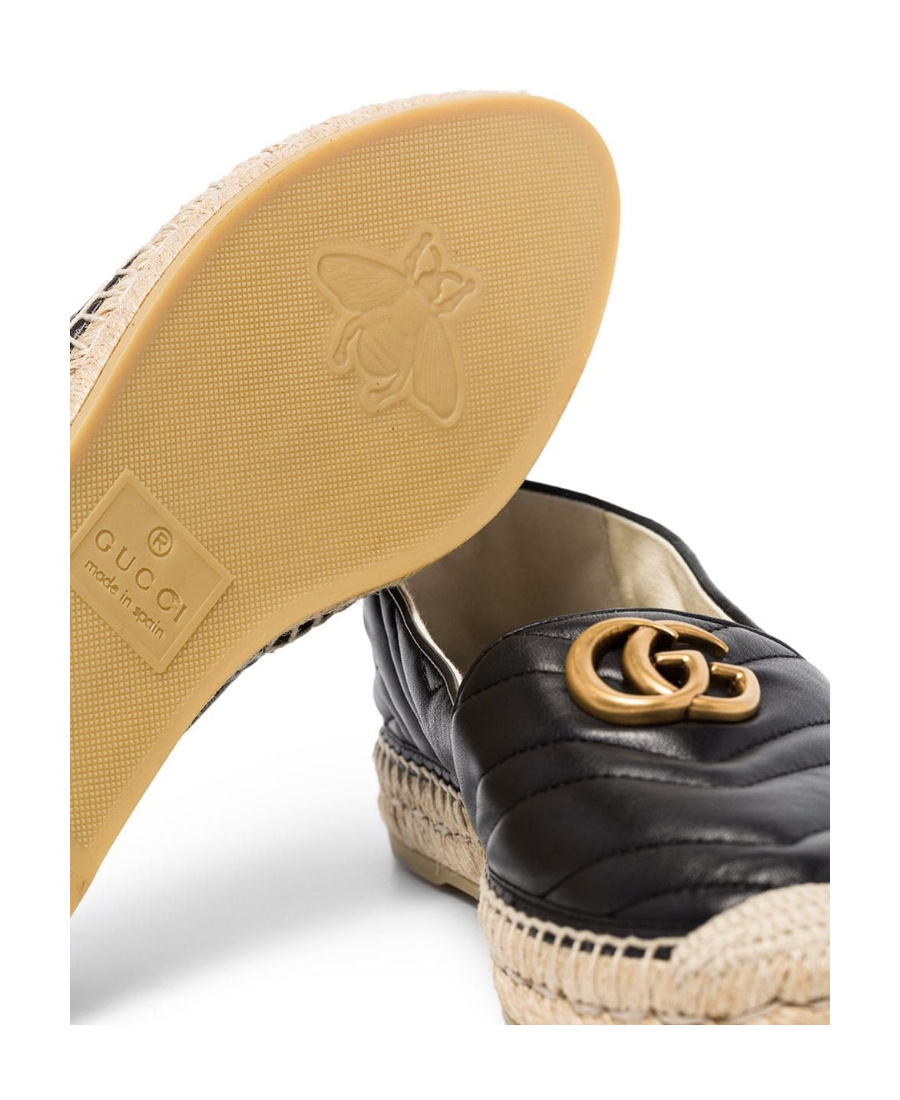 Gucci Leather Espadrille With Double G In Black