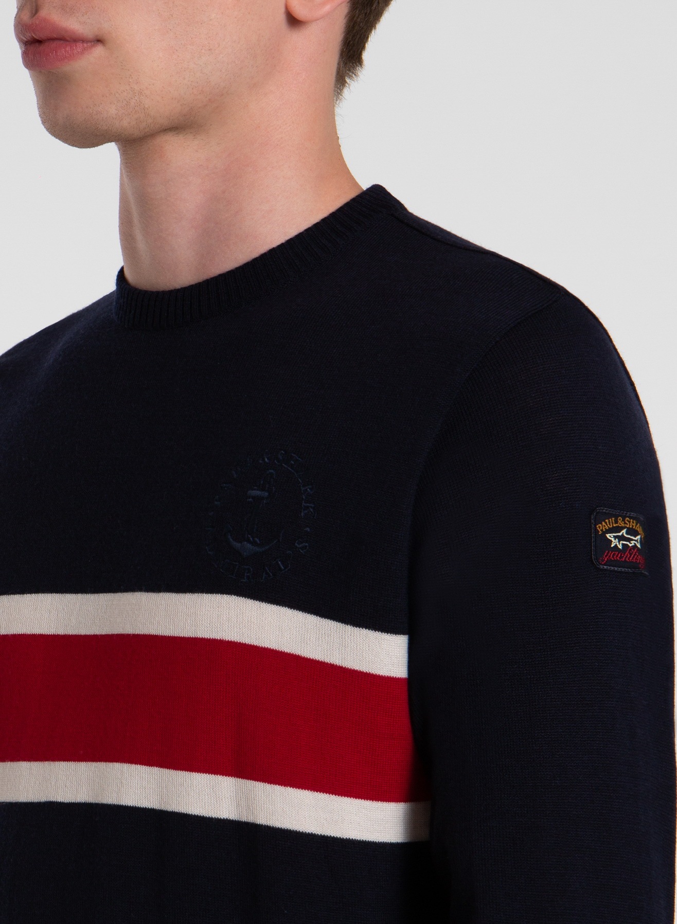 Shop Paul & Shark Striped Pattern Sweater In Black