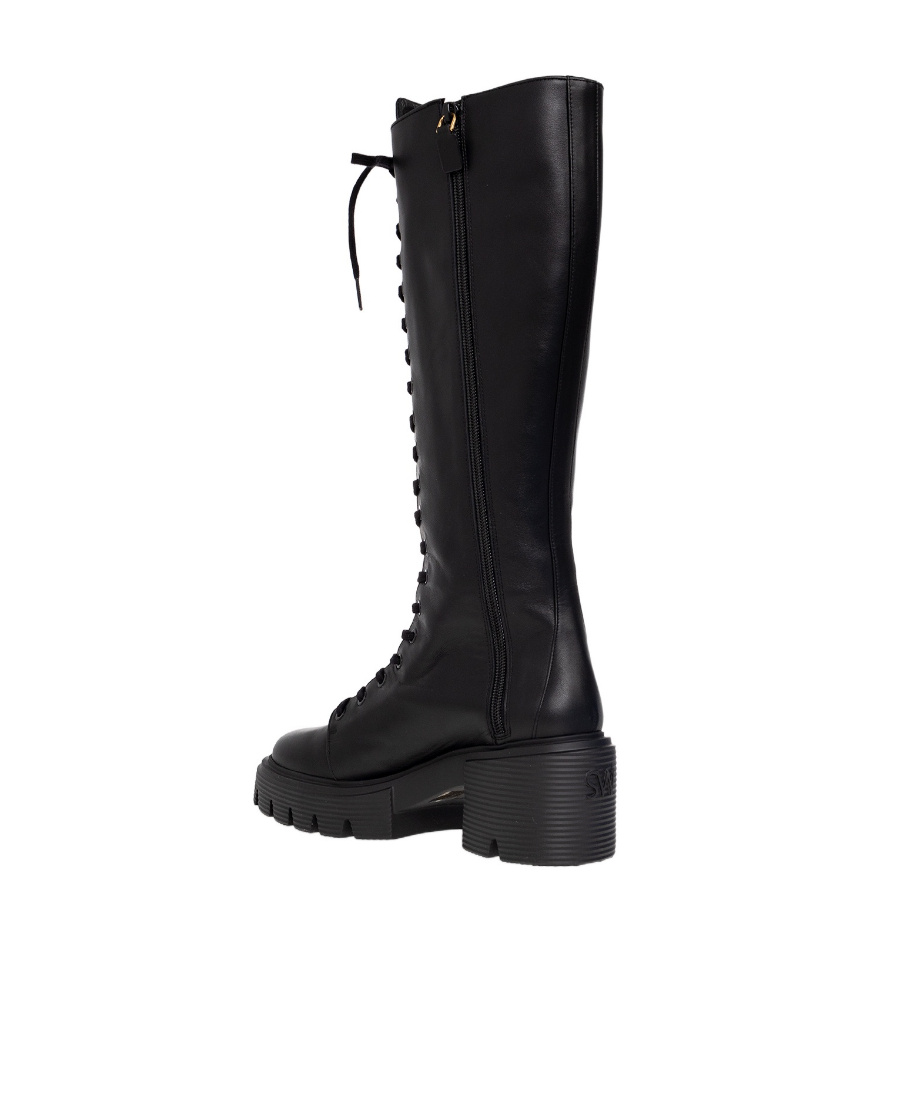 Stuart Weitzman Soho Knee-length Lace-up Boots In Black