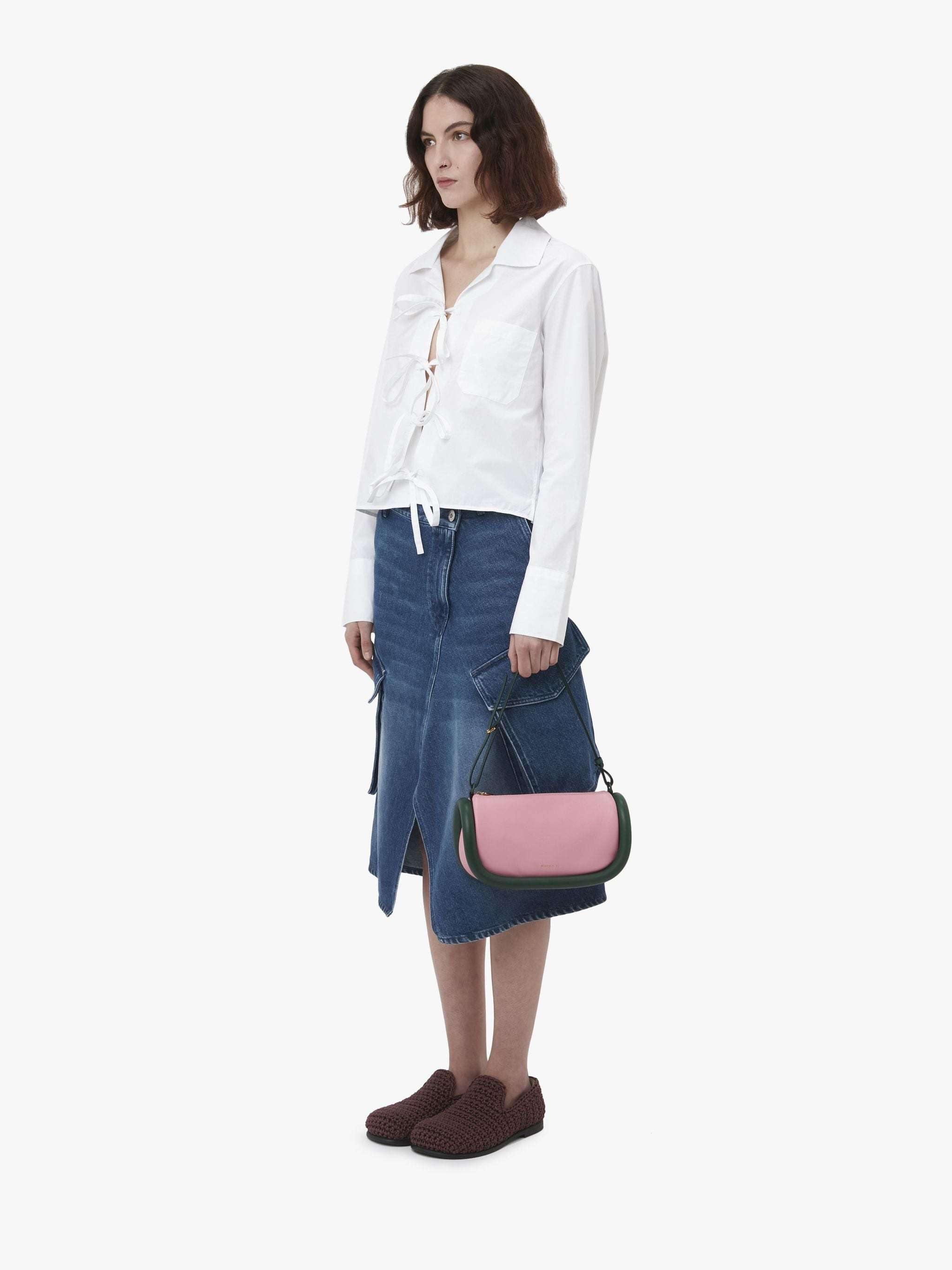 Jw Anderson Blue Cargo Pocket Denim Midi Skirt In Blue
