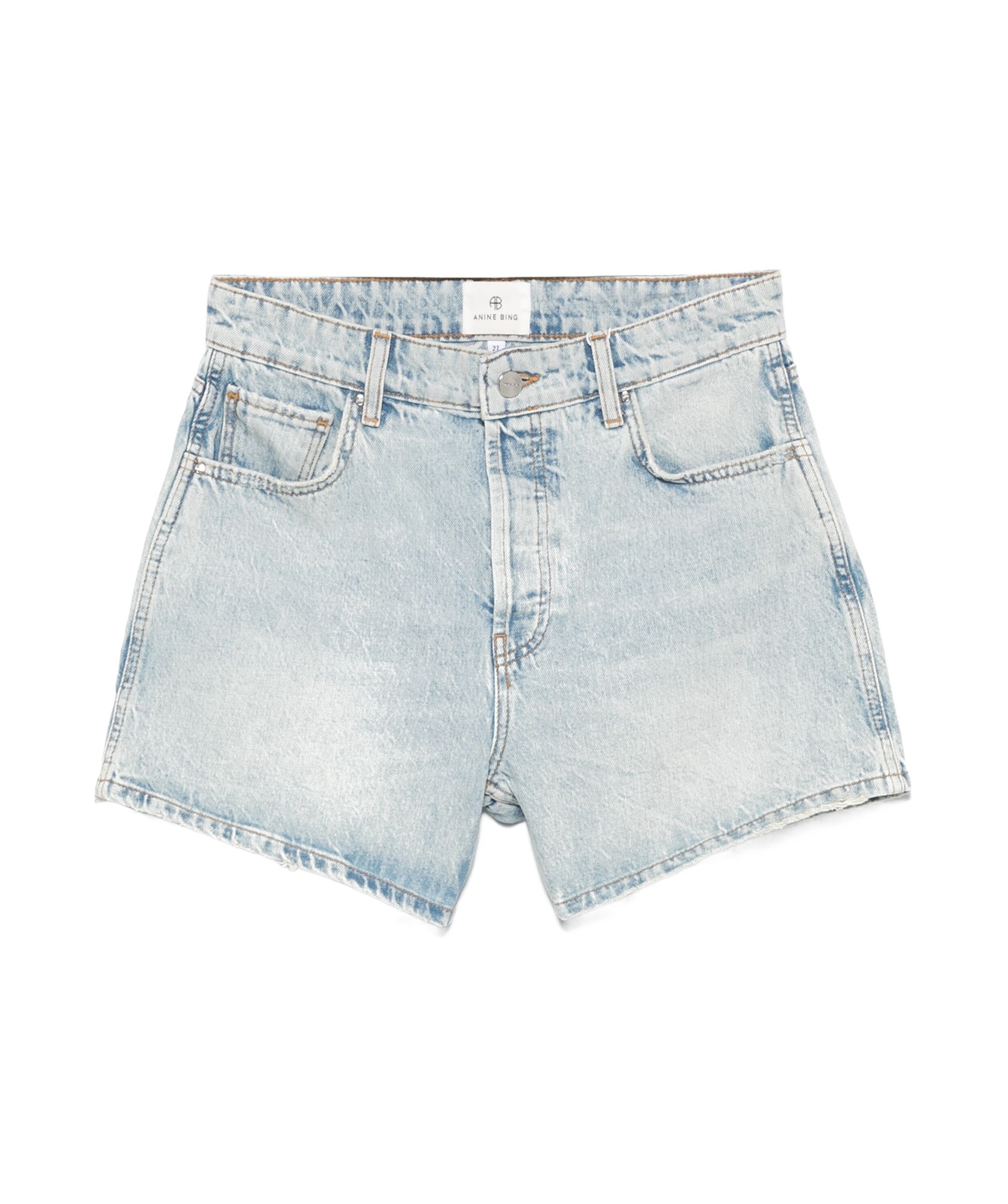 Shop Anine Bing Belt-loop Denim Shorts In White