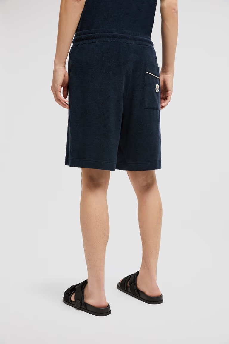 Moncler Dark Blue Terry Fabric Bermuda Shorts In Blue