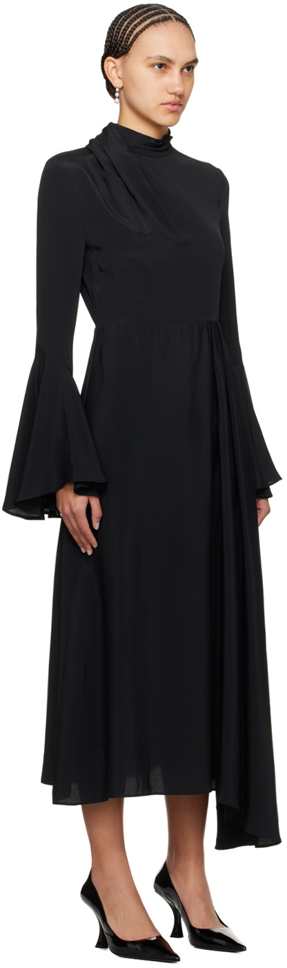 Msgm Gathered Crepe Maxi Dress In Black