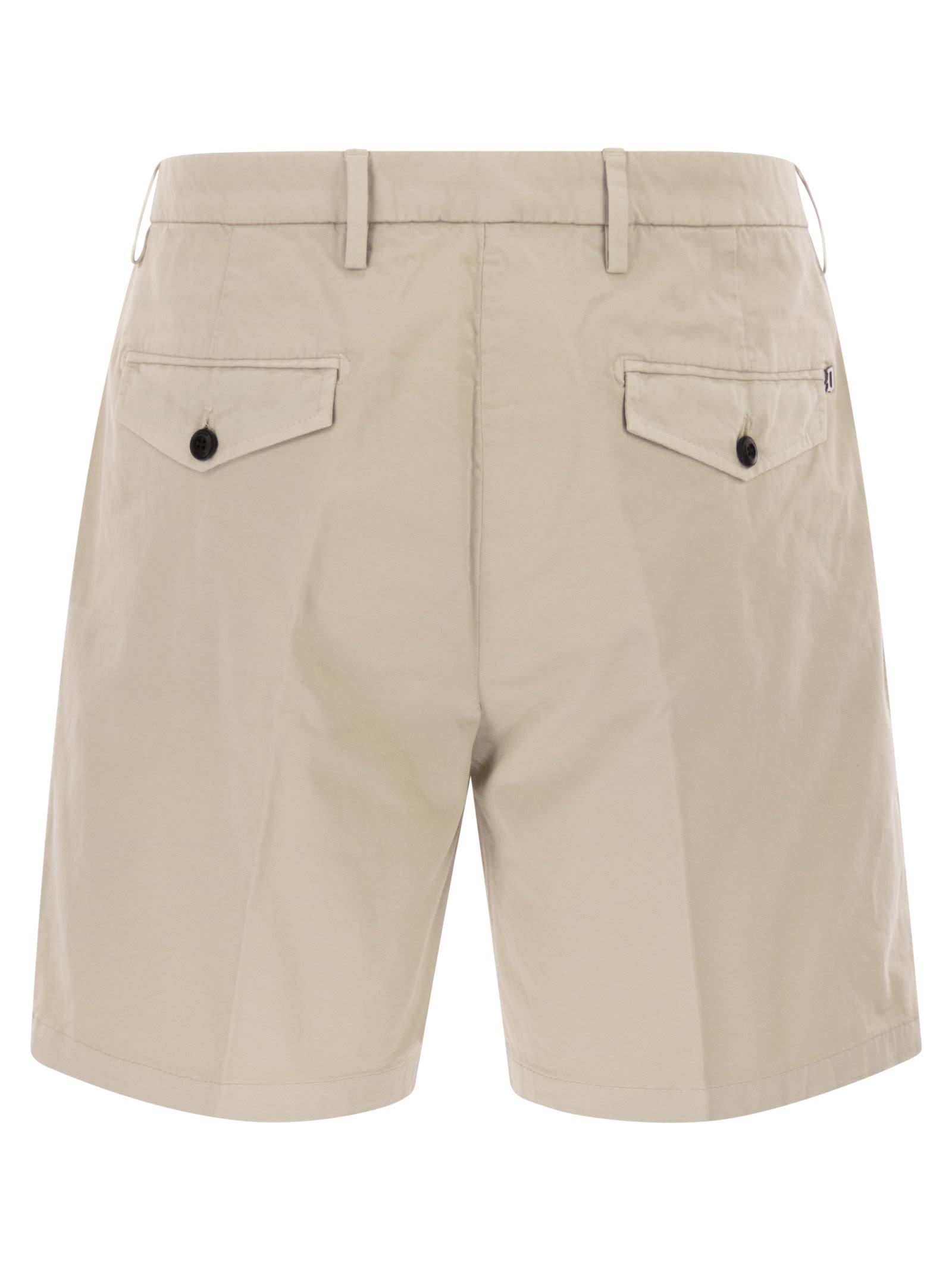 Dondup Manheim Cotton Gabardine Bermuda Shorts In Brown