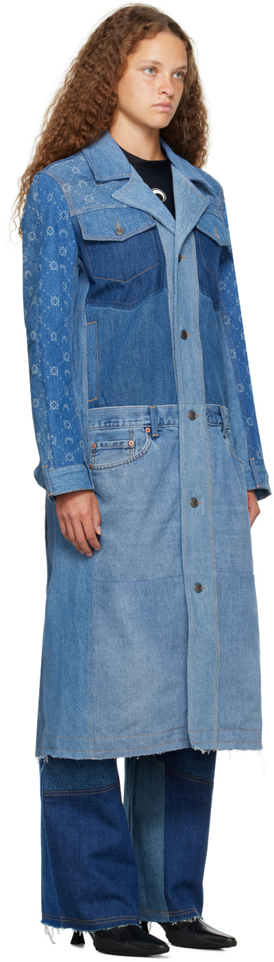 Marine Serre Blue Moonogram Denim Jacket In Blue
