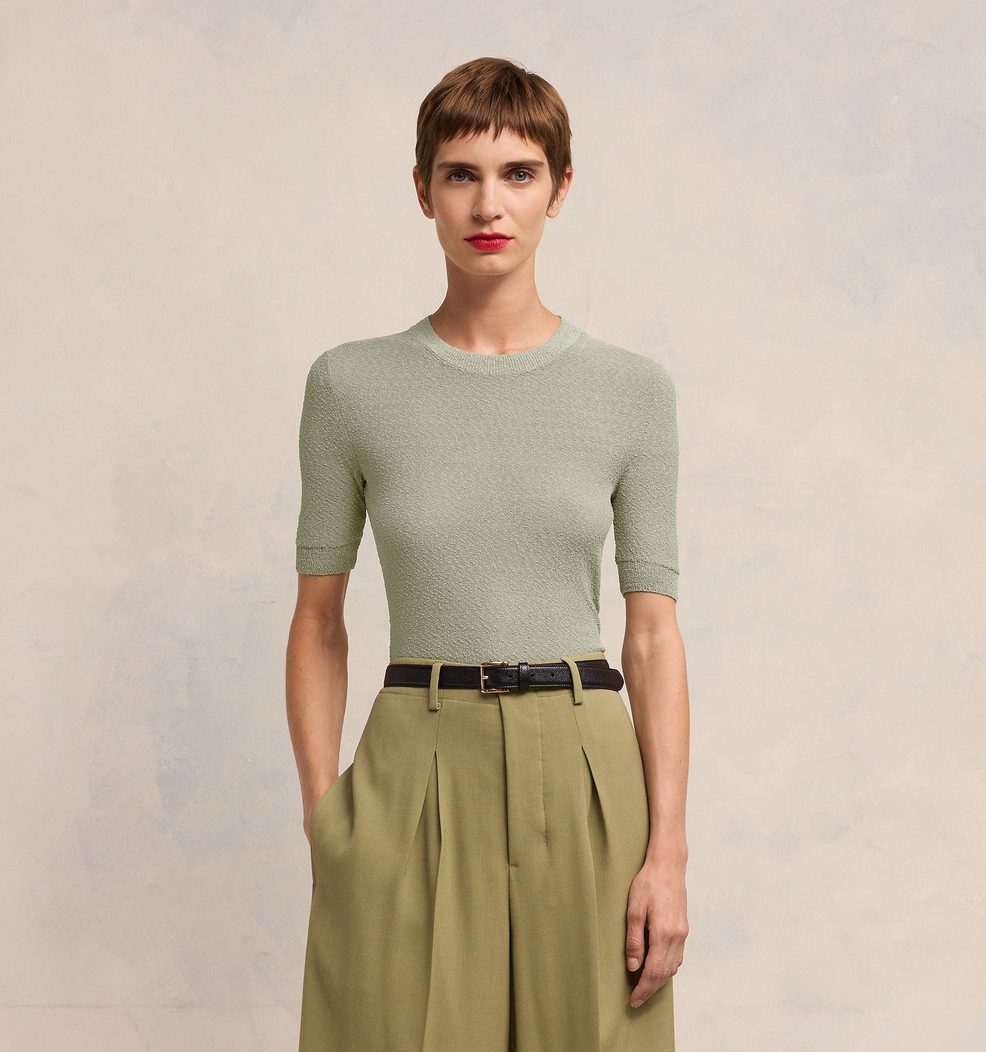 Ami Alexandre Mattiussi Round-necked T-shirt In Green