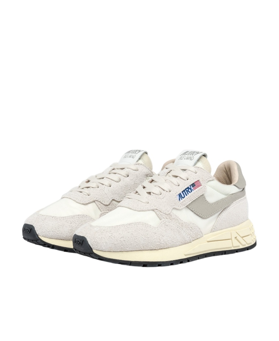 Autry Reelwind Low Sneakers In White Suede And Nylon In White