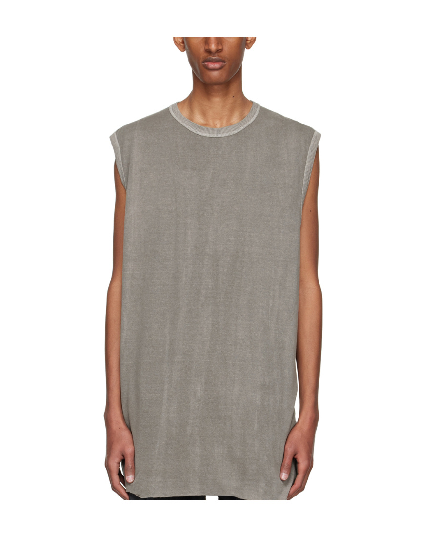 Shop Boris Bidjan Saberi Long Vest With Round Neck In Gray
