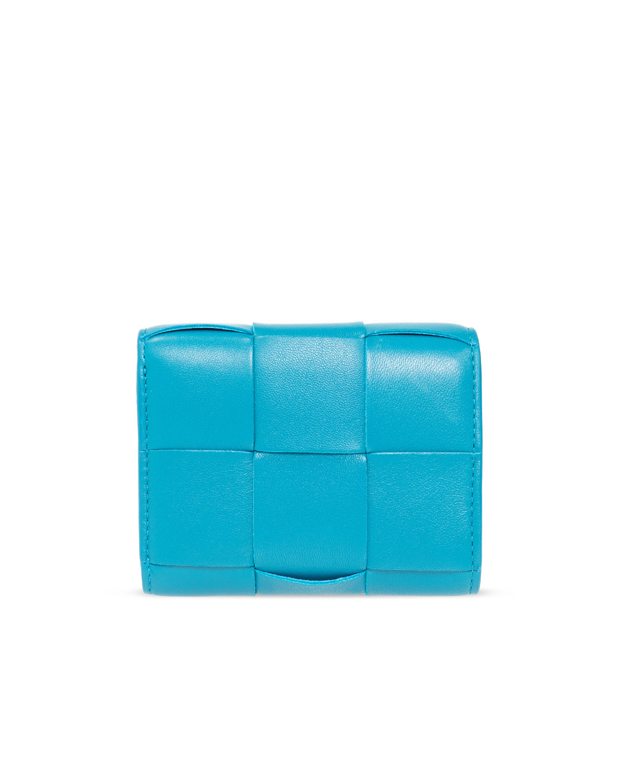 Bottega Veneta Intreccatio Leather Wallet In Blue