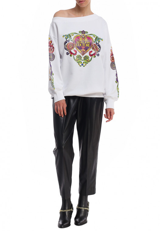 Versace Jeans Printed Detail Hoodie In White