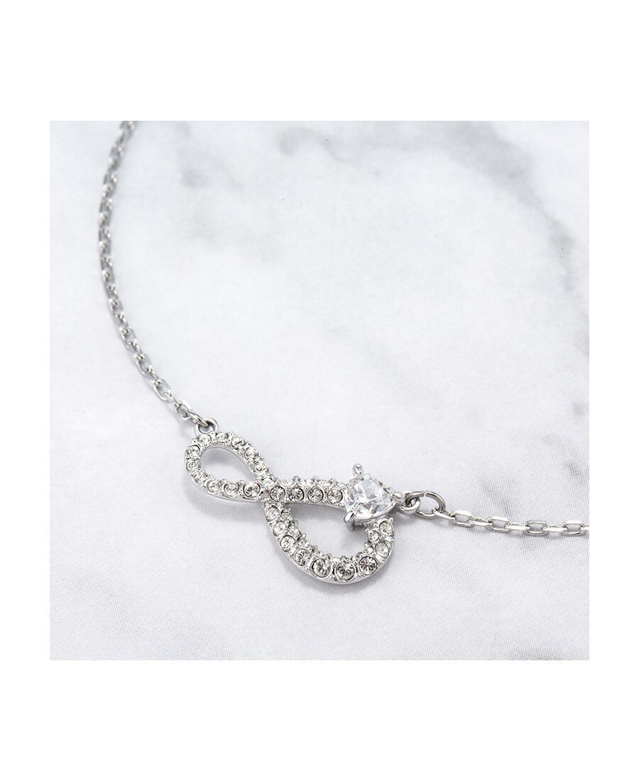 Swarovski Women's White Endless Symbol Necklace 5520576 In Gray