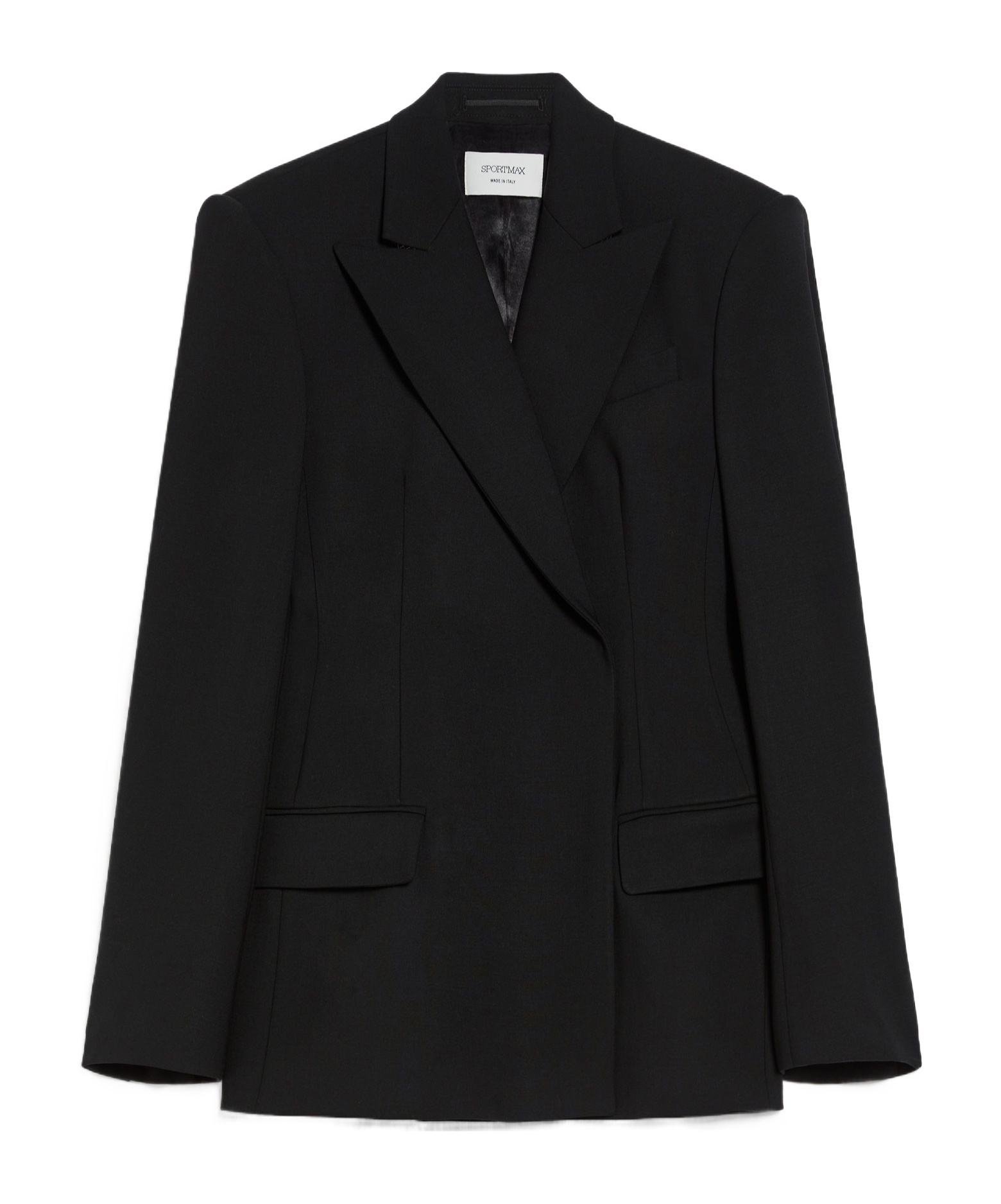 Sportmax 'danzica' Wool Blazer Featuring Flap Pockets In Black