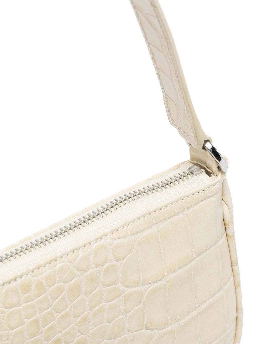 By Far Rachel Crocodile-embossed Shoulder Bag In White