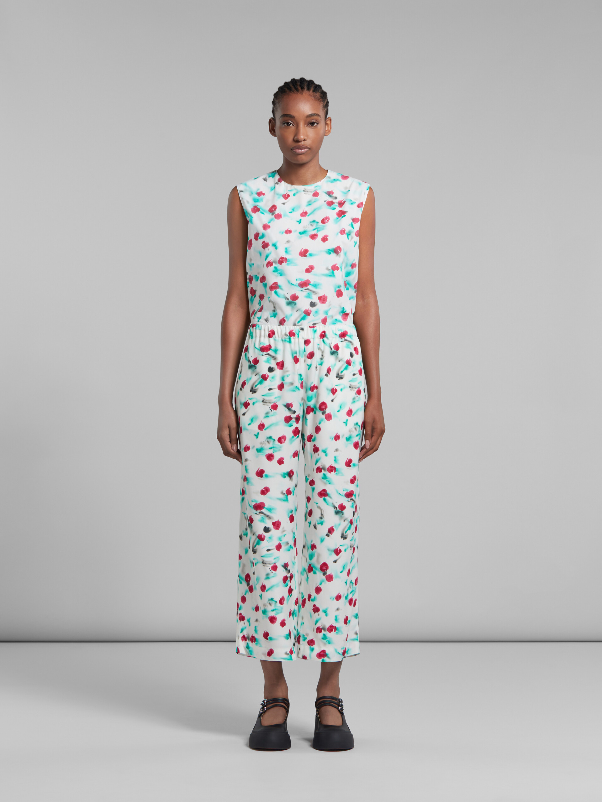 Marni Floral-print Cropped Trousers In White
