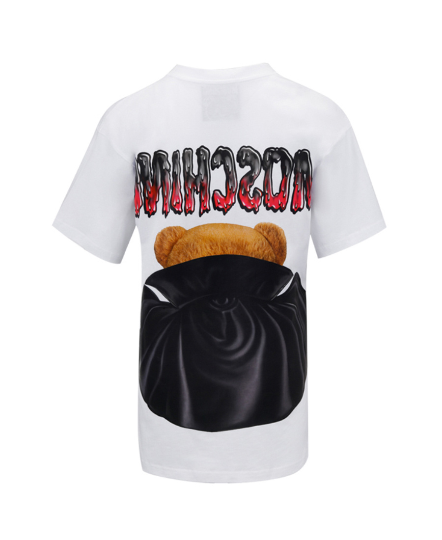 Moschino Teddy Bear Pattern Printed T-shirt In Black