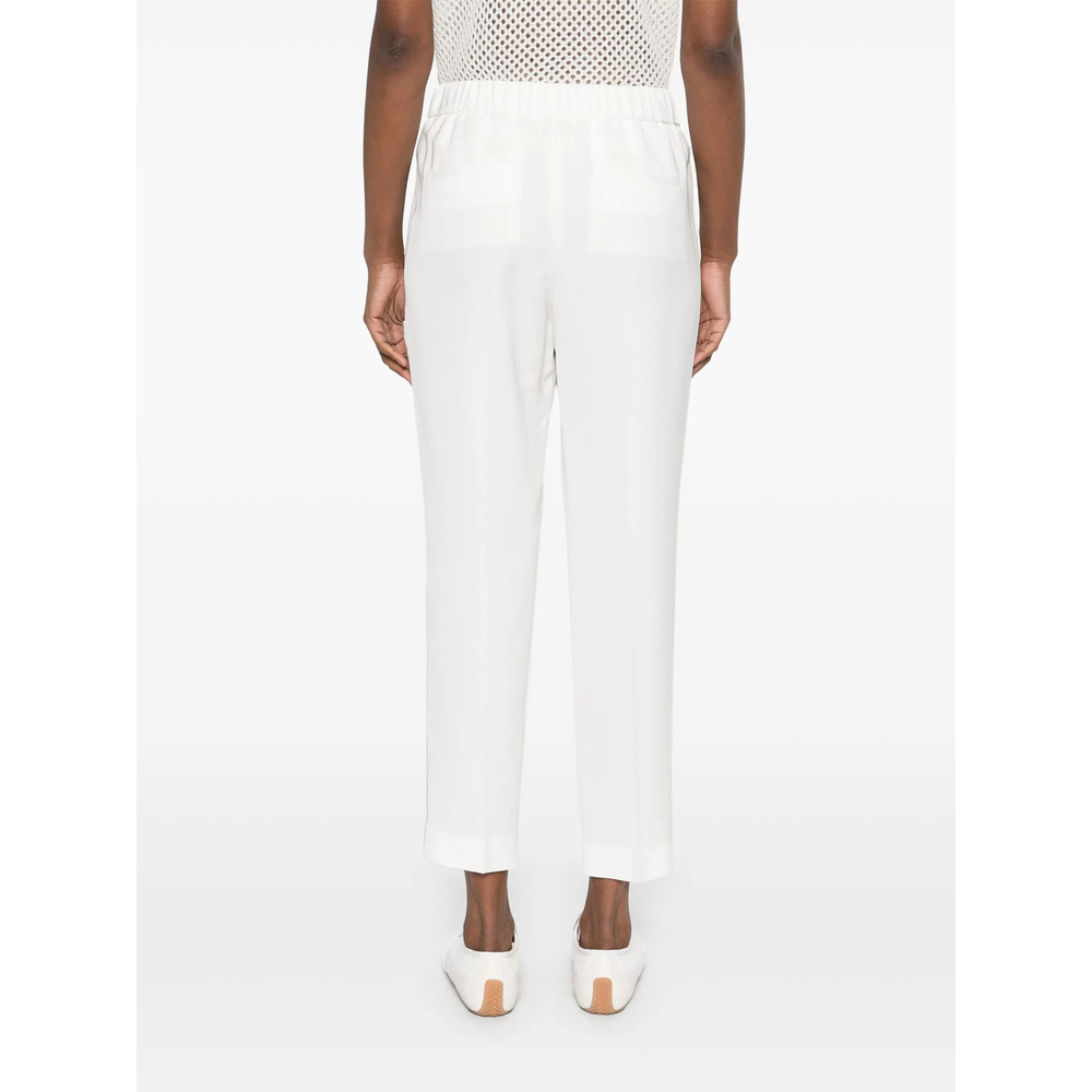 Peserico Beaded-trim Linen Trousers In White