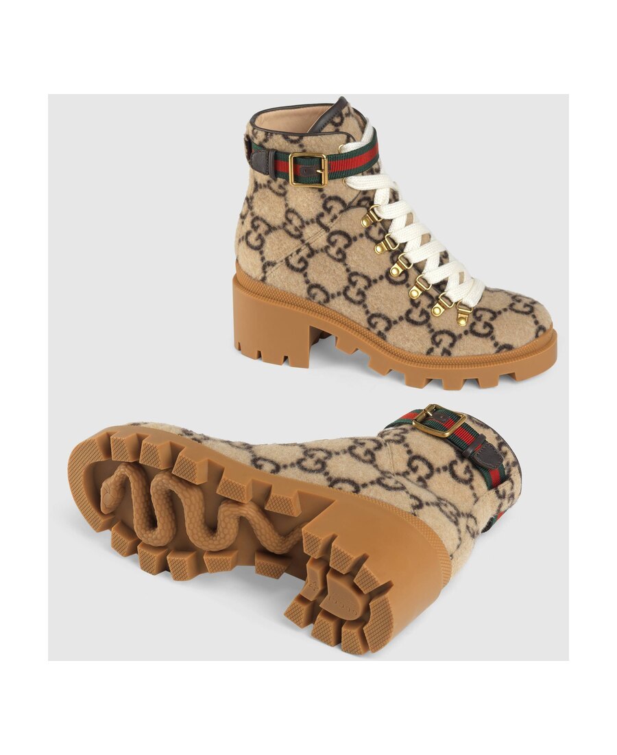 Gucci Gg Wool Ankle Boot In Brown