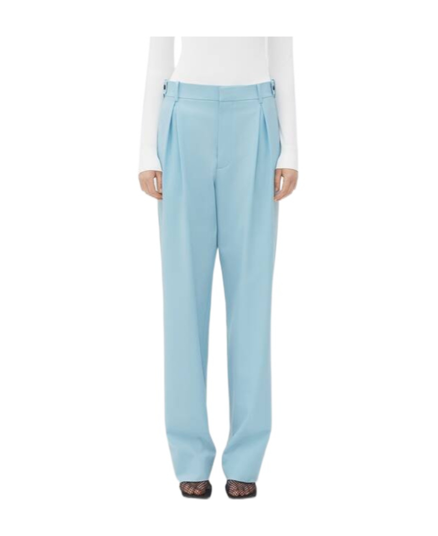 Shop Bottega Veneta Wool Tapered Trousers In Blue