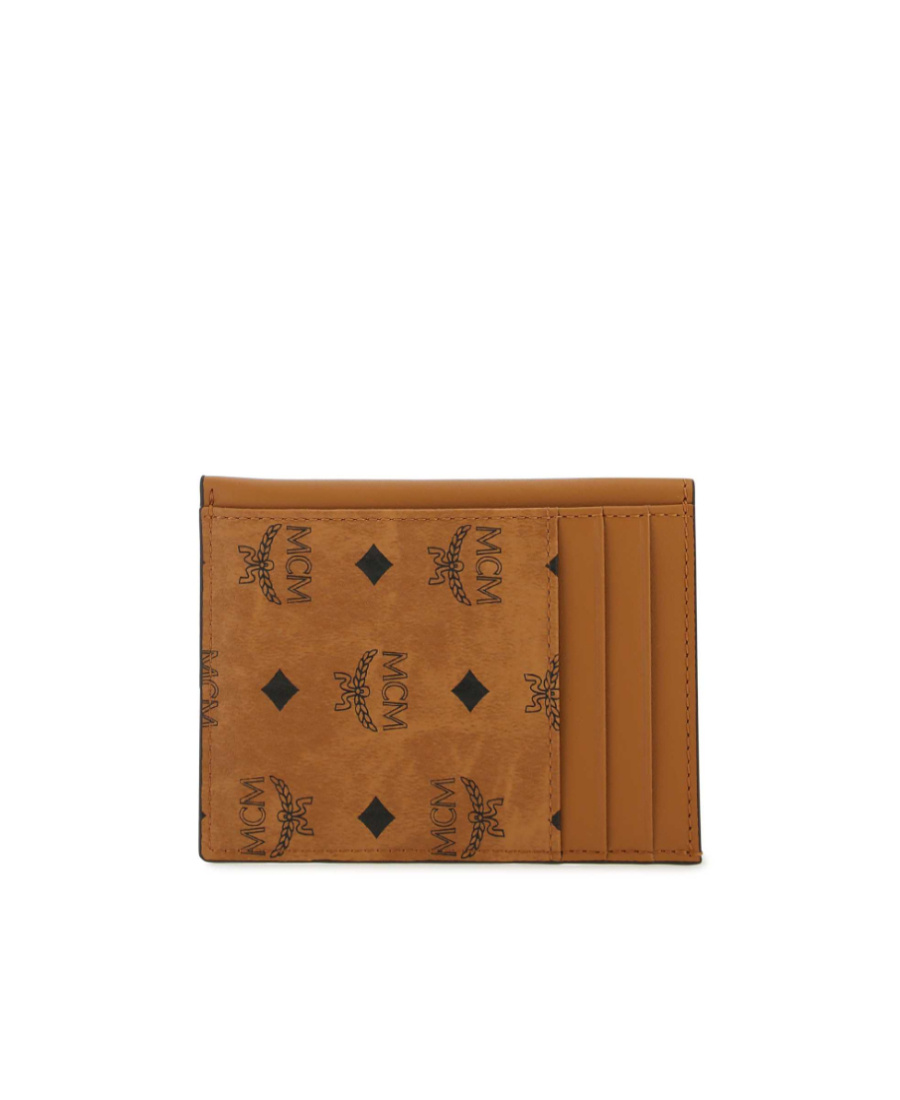 Mcm Folded Wallet With Striking Contrast Stitching In Brown