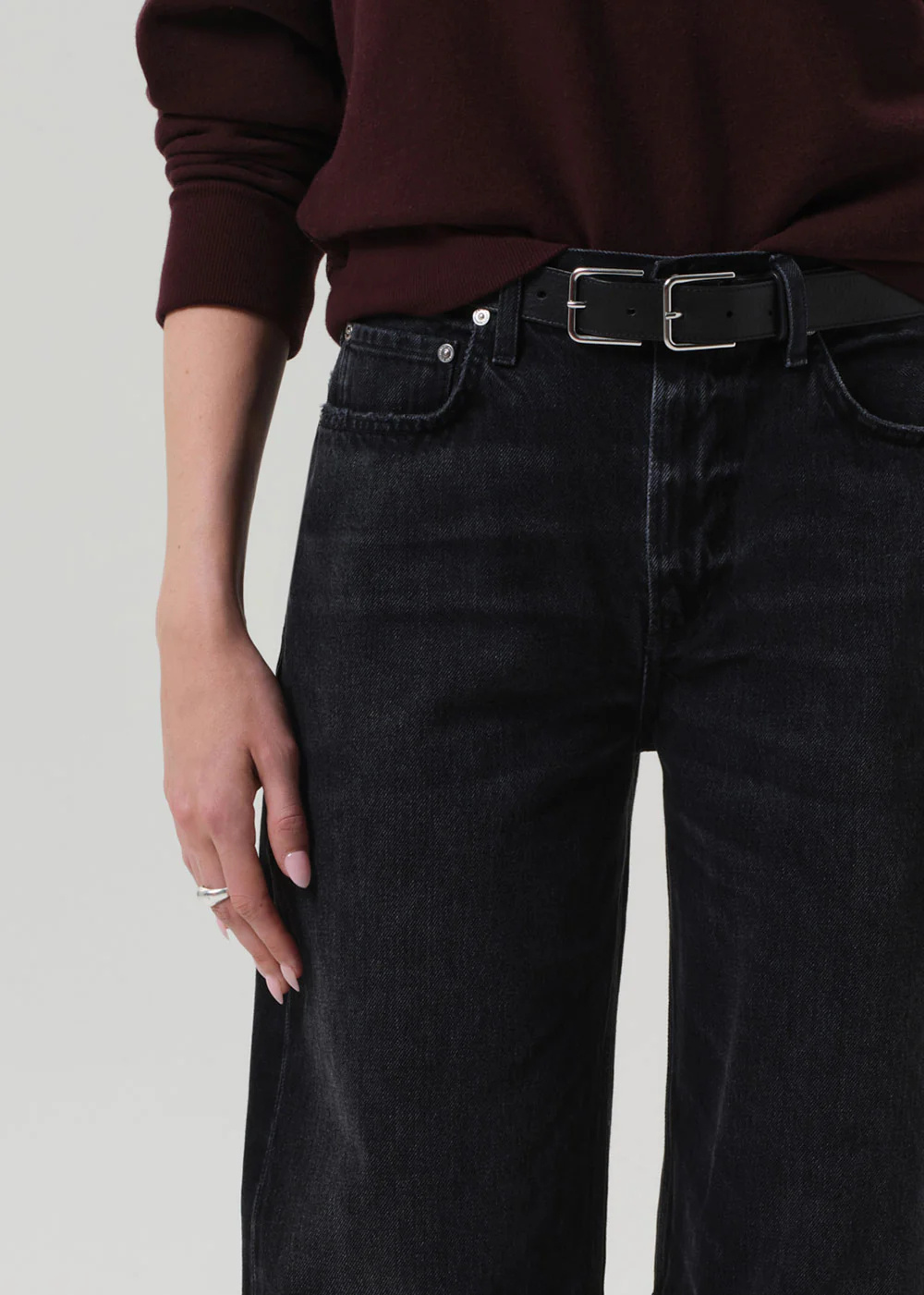 Citizen Of Humanity Black Annina High Rise Wide Leg 33 Jeans In Black