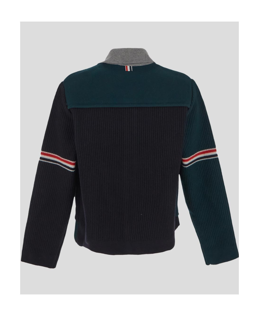Thom Browne Patchwork Wool Cardigan In Black