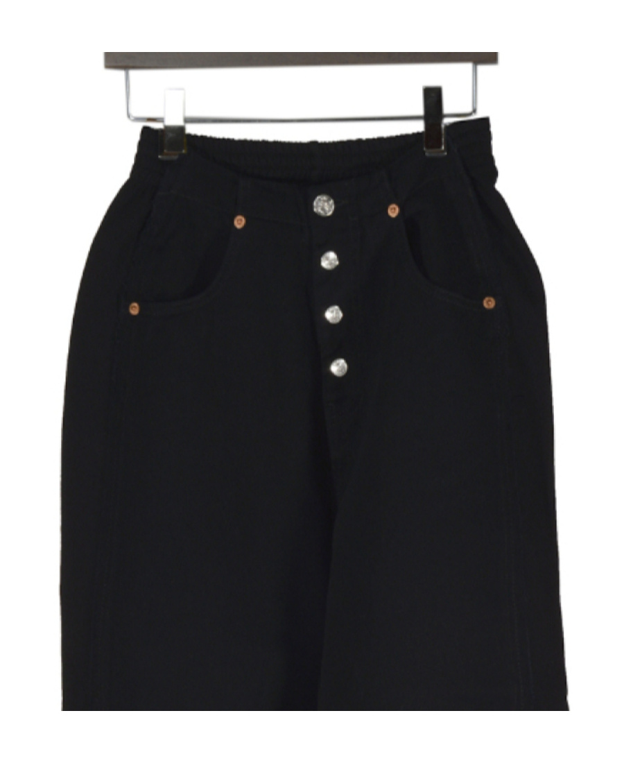 Mm6 Maison Margiela Teen Elasticated-waist Wide-leg Jeans In Black