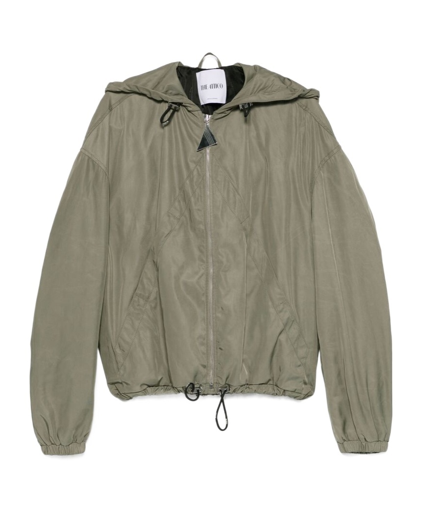 Attico Hooded Bomber Jacket In Gray
