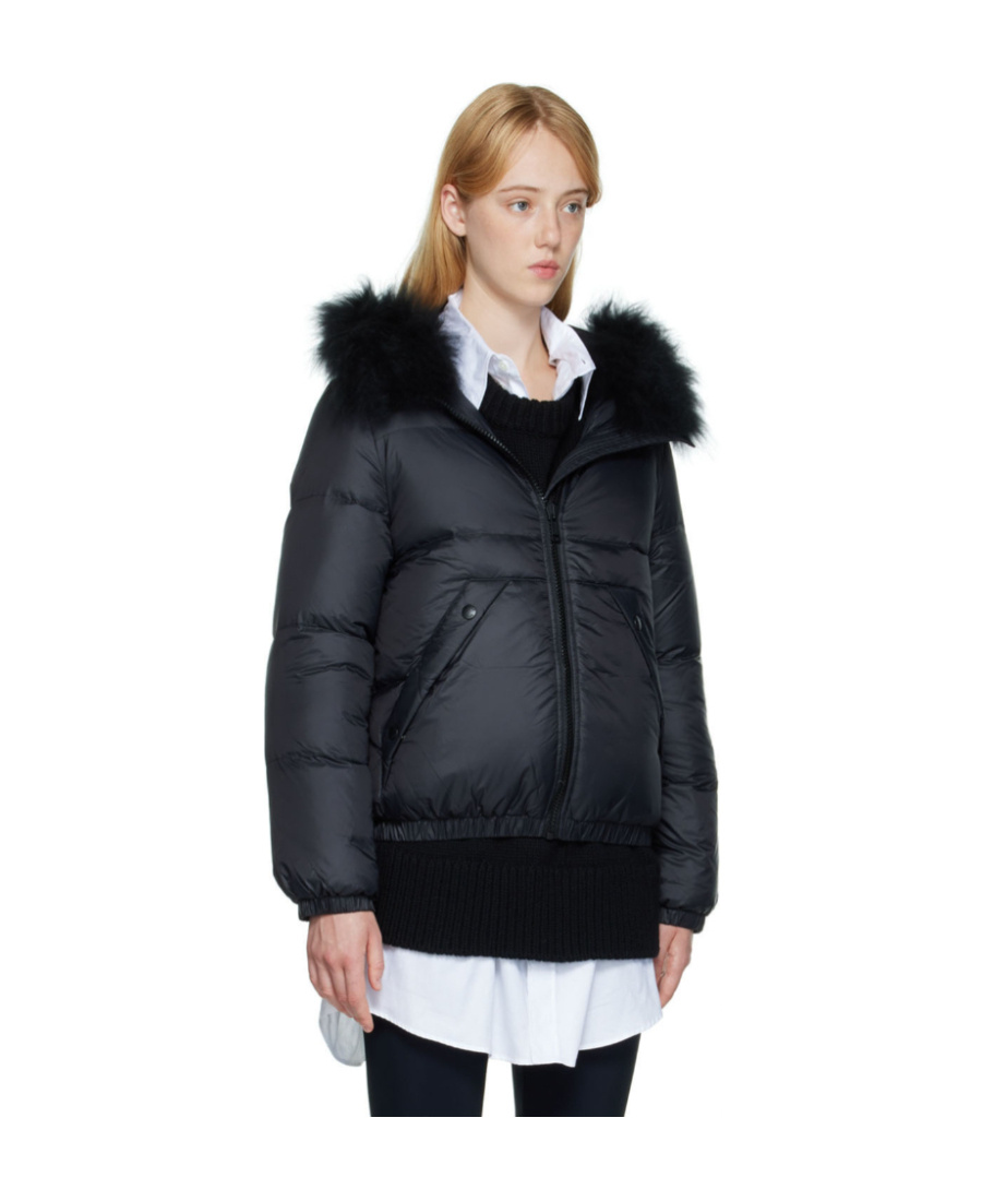 Yves Salomon Black Doudoune Down Jacket In Black