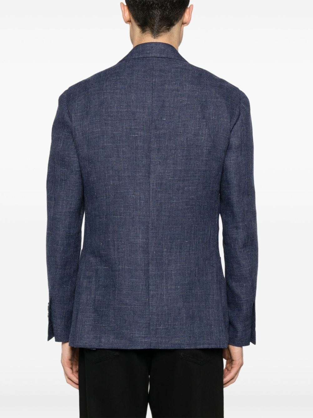 Lardini Single-breasted Linen And Wool Blazer In Blue