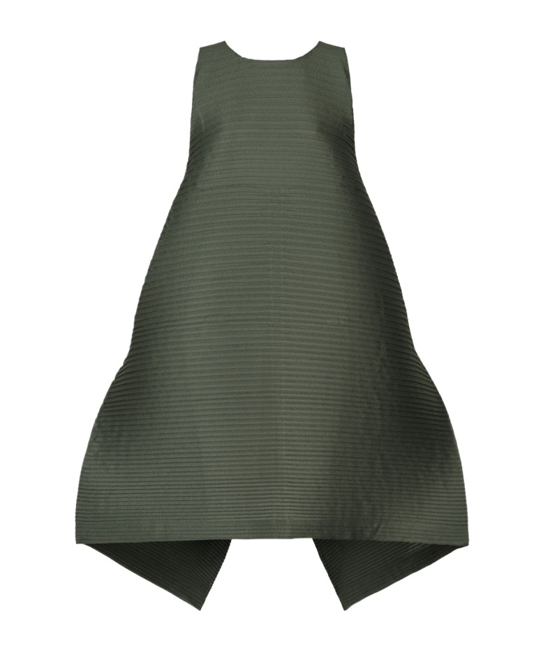 Issey Miyake Spliced Pleated Dress In Black