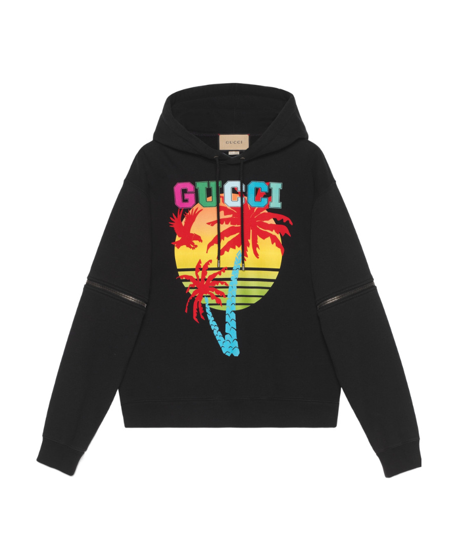 Gucci Sunset Sweatshirt With Removable Sleeves In Black