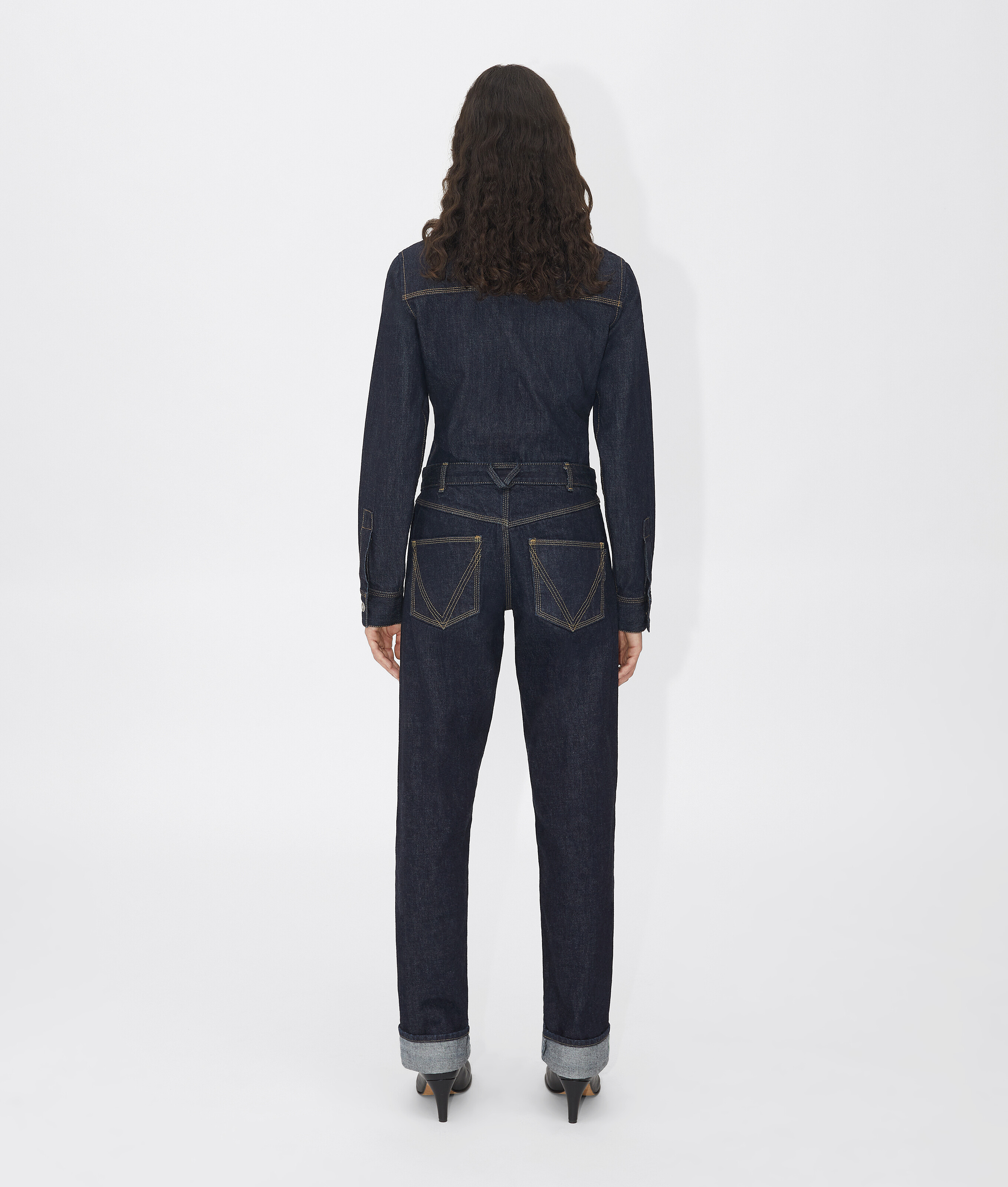 Bottega Veneta Lightly Washed Denim Shirt In Black