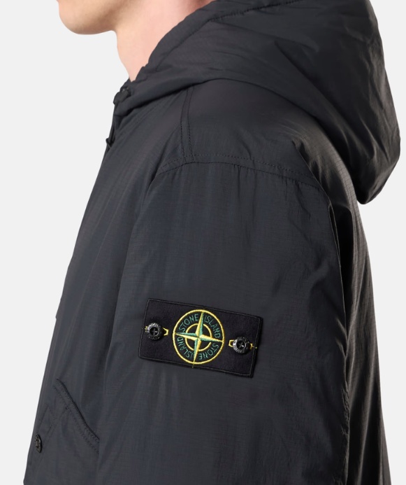 Stone Island Padded Jacket With Water-repellent Finish In Black