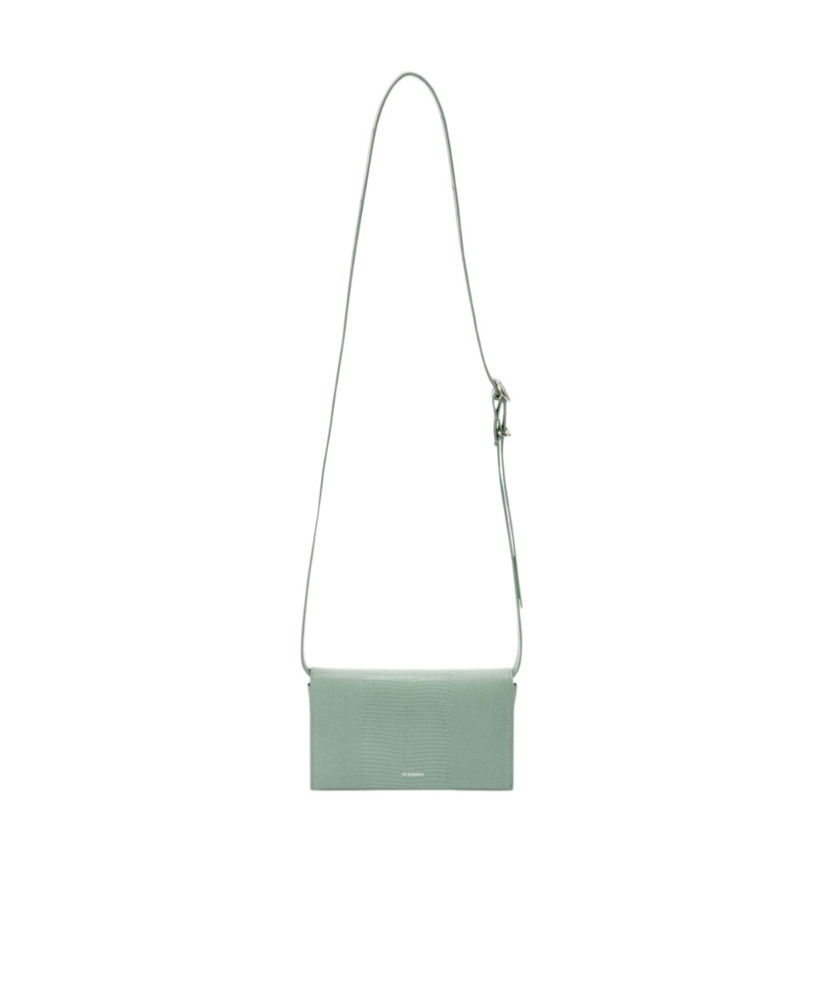 Jil Sander All-day Lizard-skin Effect Crossbody Bag In Gray