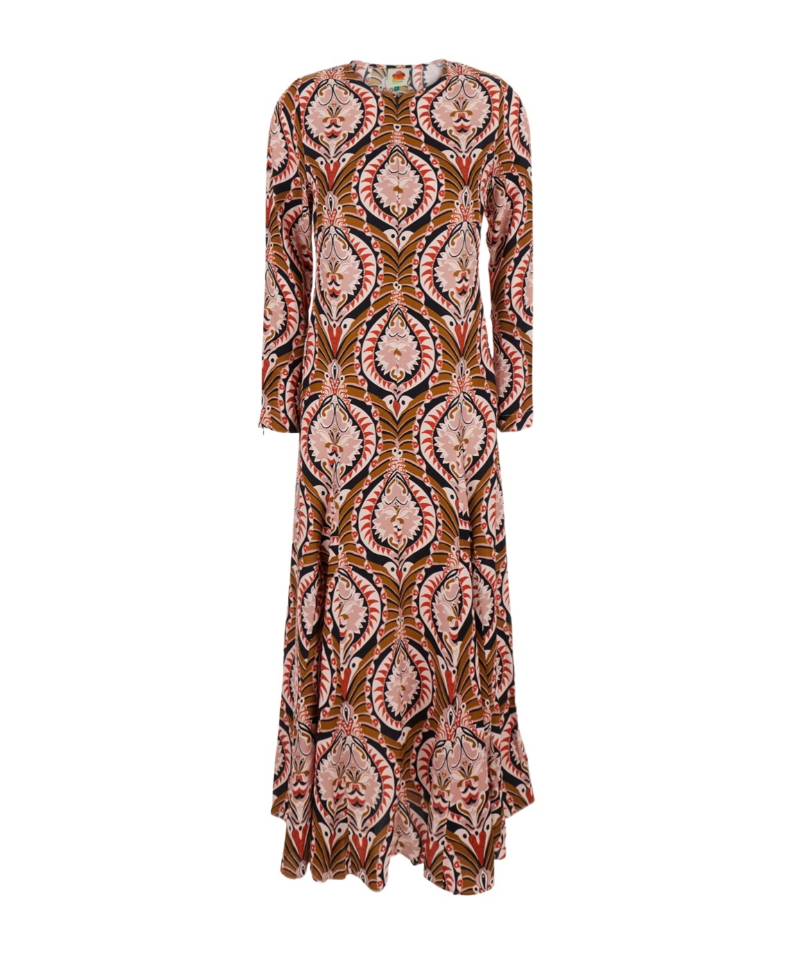 Farm Rio Pineapple Jewelry Multicolor Midi Dress With Flared Hem And All-over Floral Print In Tech Fabric Wom
