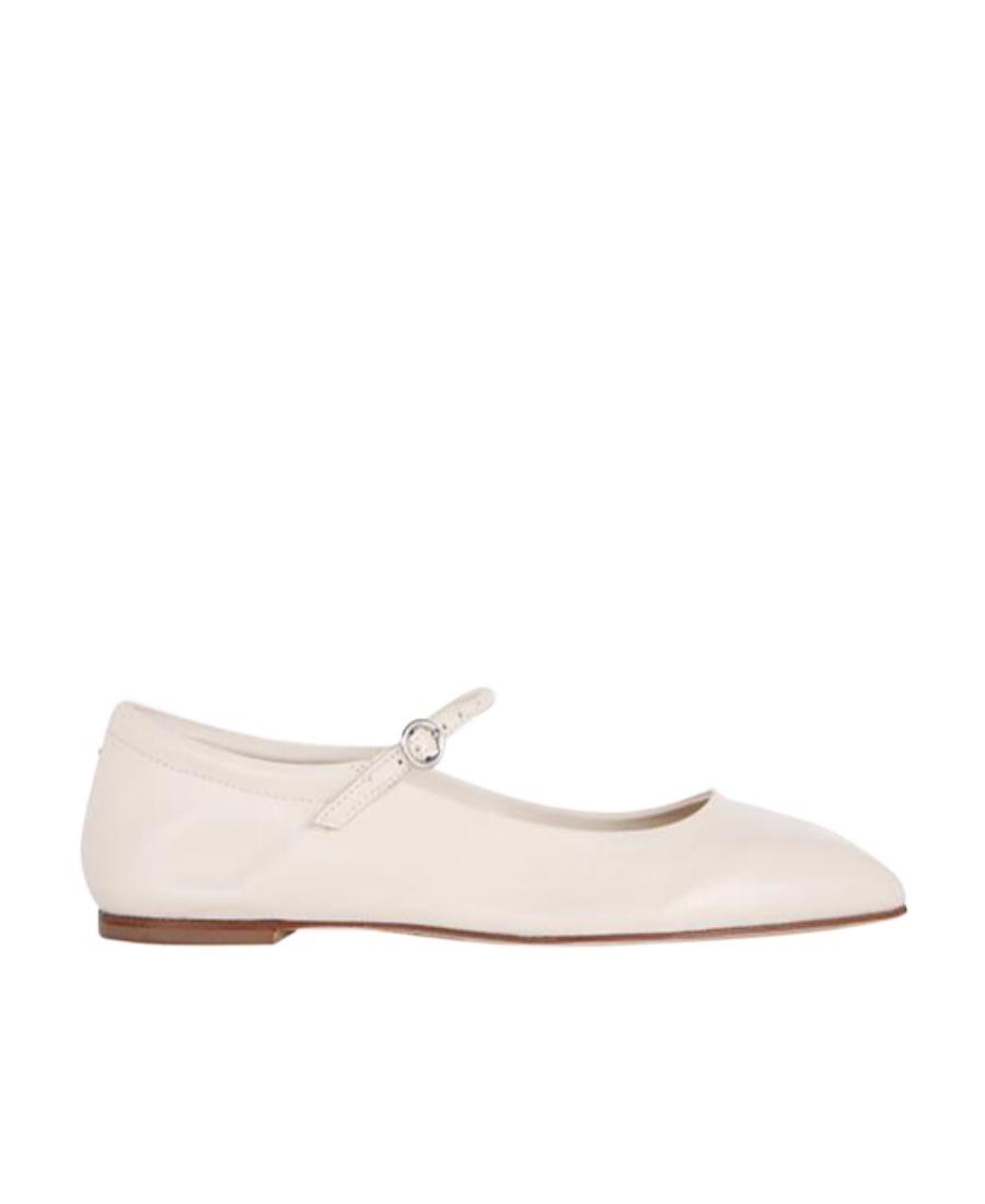 Aeyde Maryjane Leather Ballerina Shoes In White