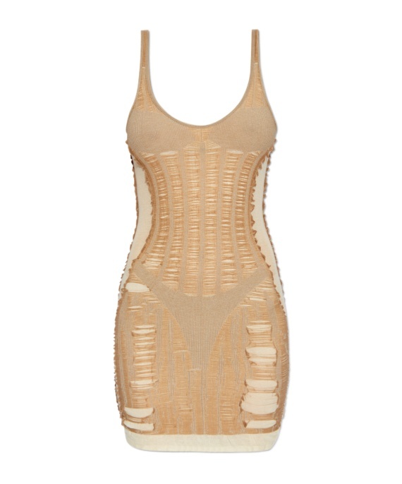 Diesel 'm-calimera' Beige Dress With Insert Design And Second Skin Effect In Nude