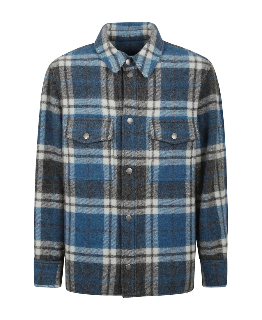 Alanui Patterned Wool Shirt With Flap Pockets In Blue
